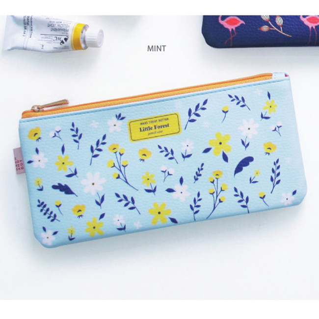 Mint - Little forest zipper pencil case