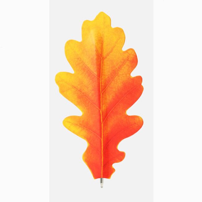 Acorn orange leaf bookmark black ballpoint pen