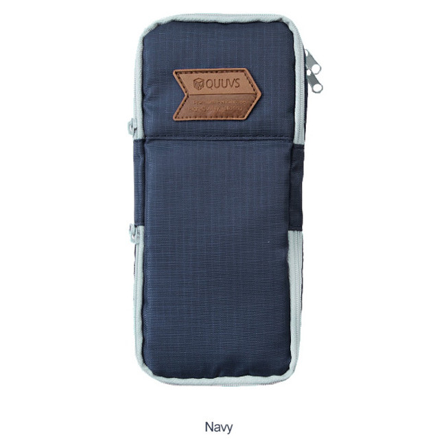 Navy - Multi pocket zip around pencil pouch 