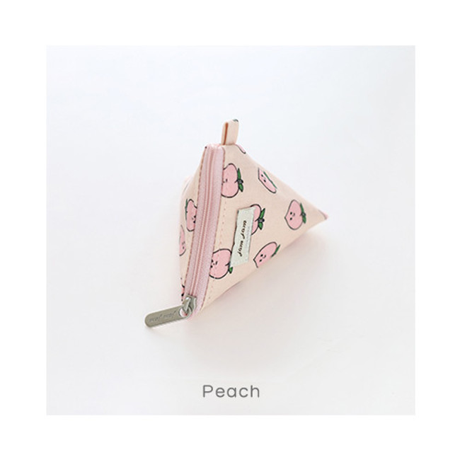 Peach - Jam Jam pattern triangle zipper pouch 