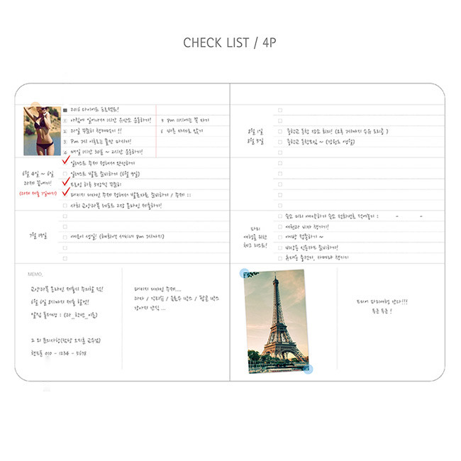 Check list - Day by Day large lined and grid notebook