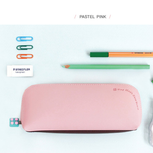 Pastel pink - Rubber block zipper slider pencil case