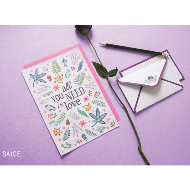 Beige - illustration pattern letter paper and envelope set