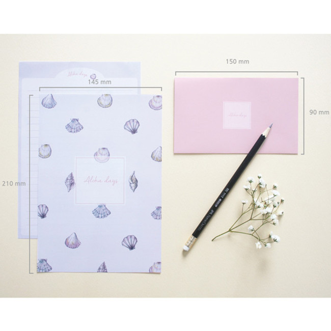 Size of illustration pattern letter paper and envelope set