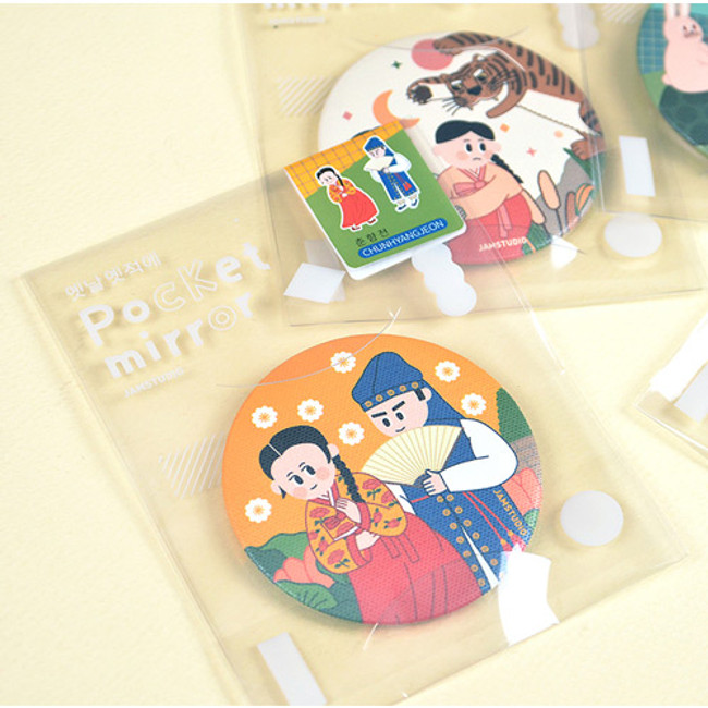 Package for Korean fable pocket round handy mirror