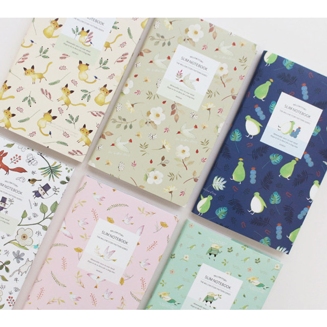 Willow story pattern slim lined notebook