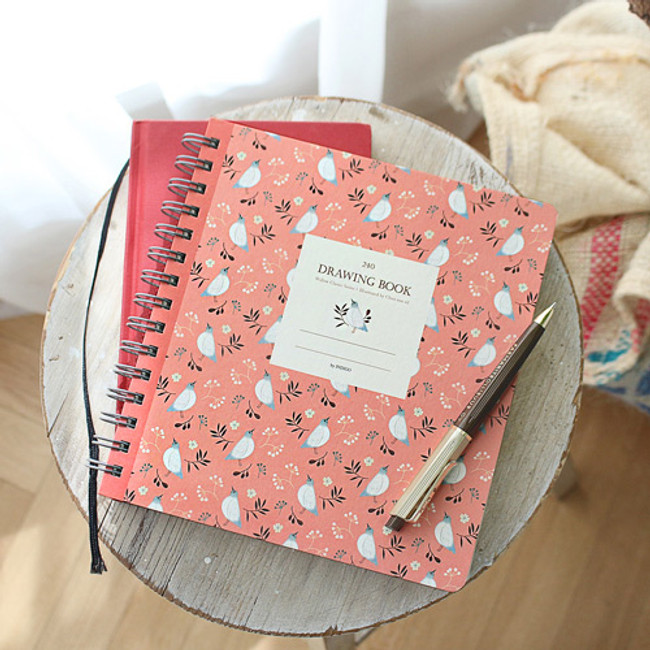 Pink - Willow pattern classic wirebound drawing notebook