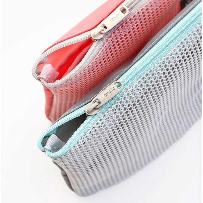 Detail of Window blows small mesh zipper pouch