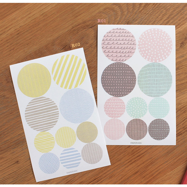 Pattern round deco sticker set