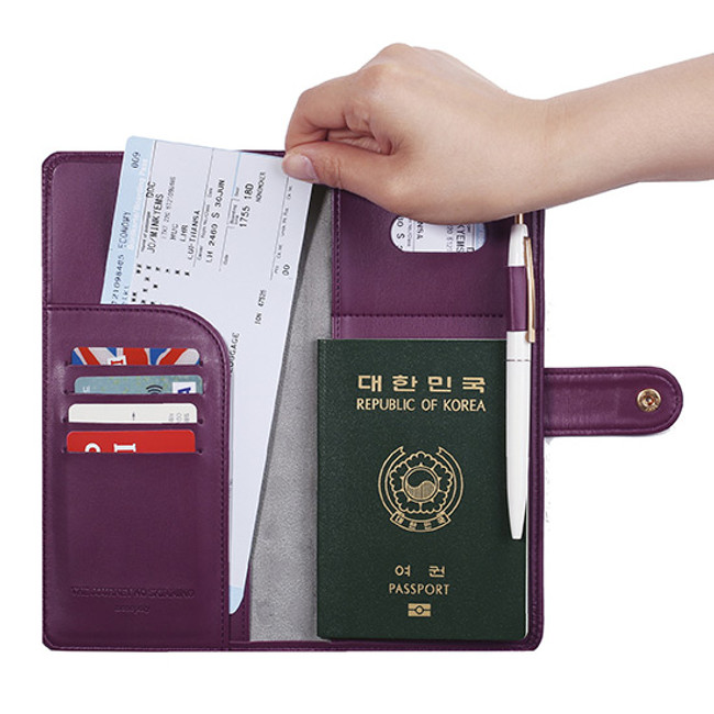 Travel RFID blocking long passport case