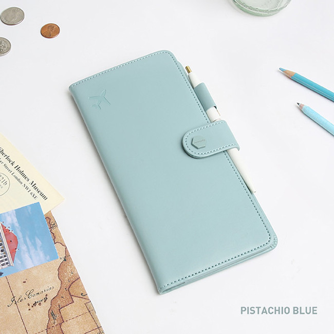 Pistachio blue - Travel RFID blocking long passport case