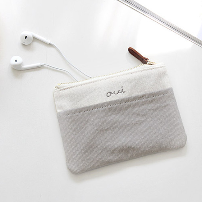 Warm gray - Around'D pocket zipper small pouch