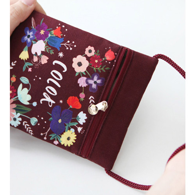 Color wine - Rim small cotton crossbody bag