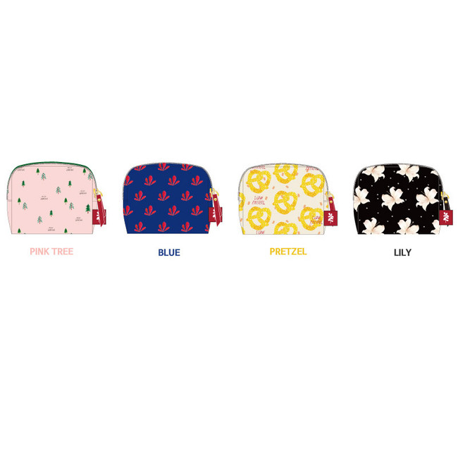 Rim pattern cotton zipper small pouch