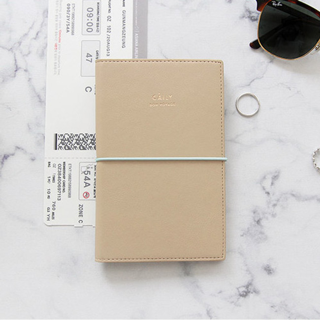 Beige - Caily bon voyage RFID blocking passport case 