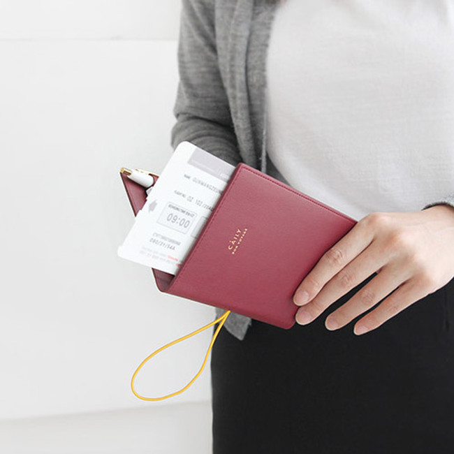 Burgundy - Caily bon voyage RFID blocking passport case 