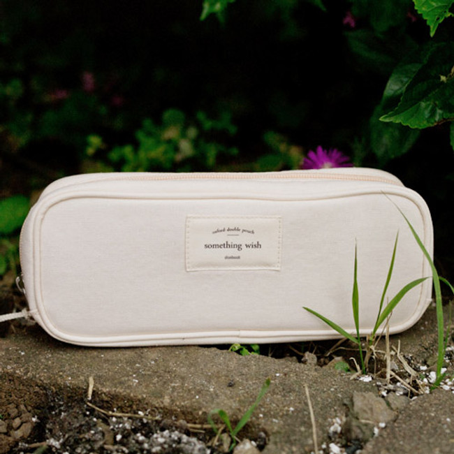 Milk ivory - Something wish oxford double zipper pouch