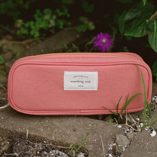 Coral pink - Something wish oxford double zipper pouch