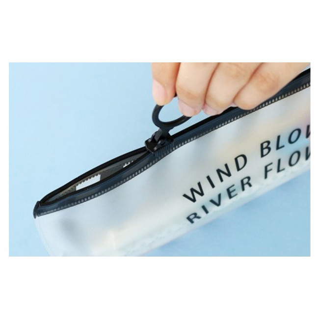 Detail of Wind blows clear zip lock medium pouch