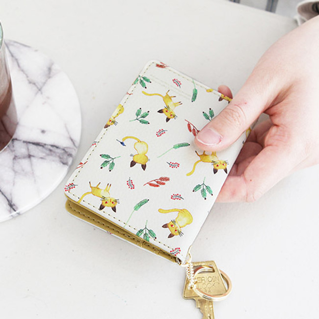 Yellow 2 - Willow story pattern snap button card case 