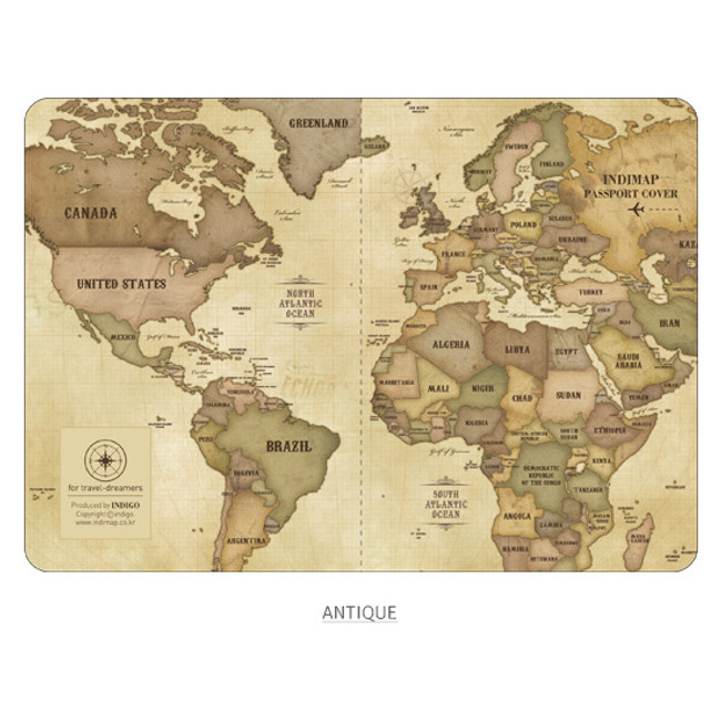 Antique - World map passport cover case ver.2