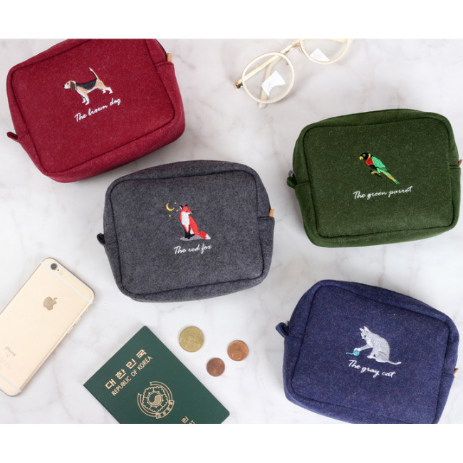 Tailorbird impressive contrast animal felt frame pouch