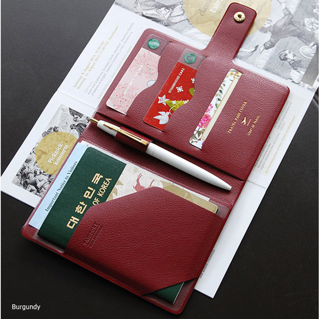 Burgundy - Start of travel RFID blocking passport cover