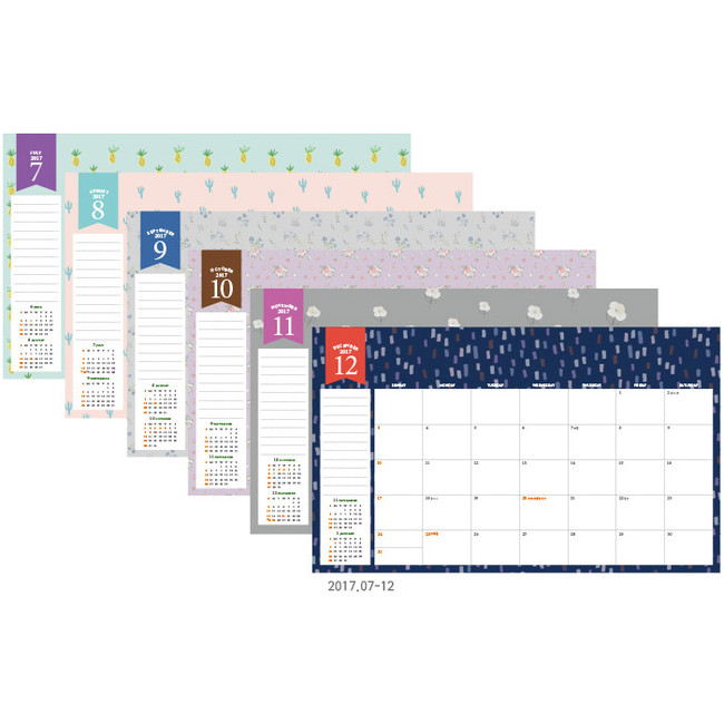 2017.07.~ 12. - 2017 Second mansion Blossom desk monthly dated planner scheduler