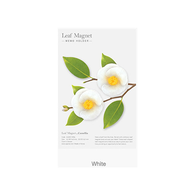 White - Camellia leaves magnet set