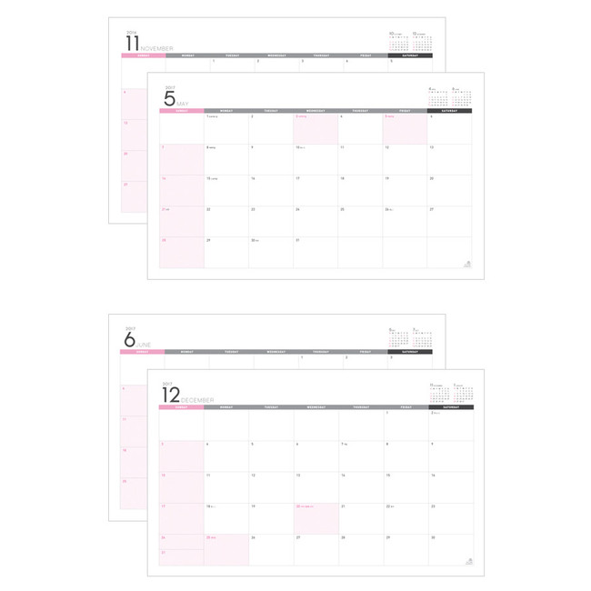 2017 Wide desk monthly dated planner scheduler