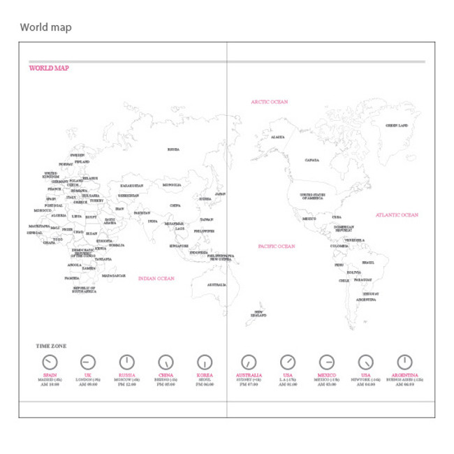 World map - Blanc weekly dated diary