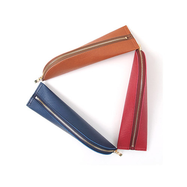 Triangle synthetic leather zipper pencil case 