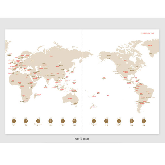 World map - Brilliant wirebound weekly undated diary 