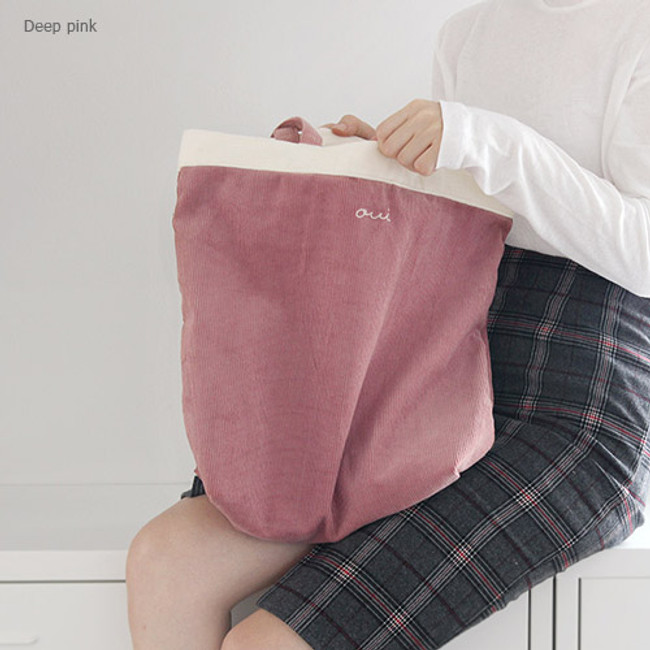 Deep pink - Around'D corduroy line shoulder bag tote 