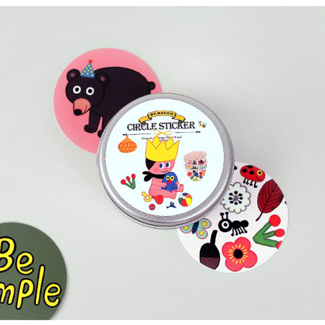 Child circle sticker set with tin case