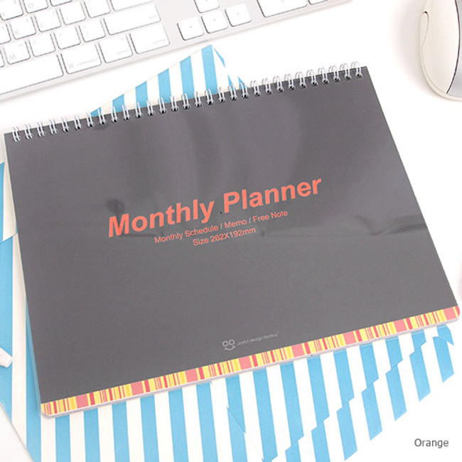 Orange - Wirebound undated monthly desk planner