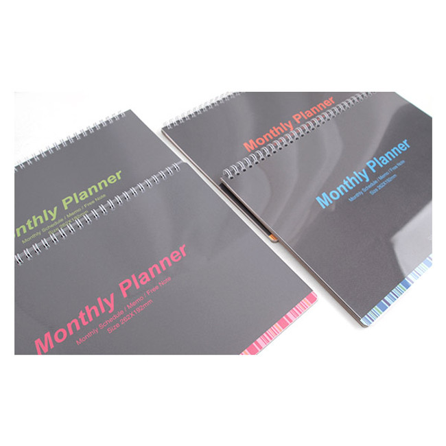 Wirebound undated monthly desk planner