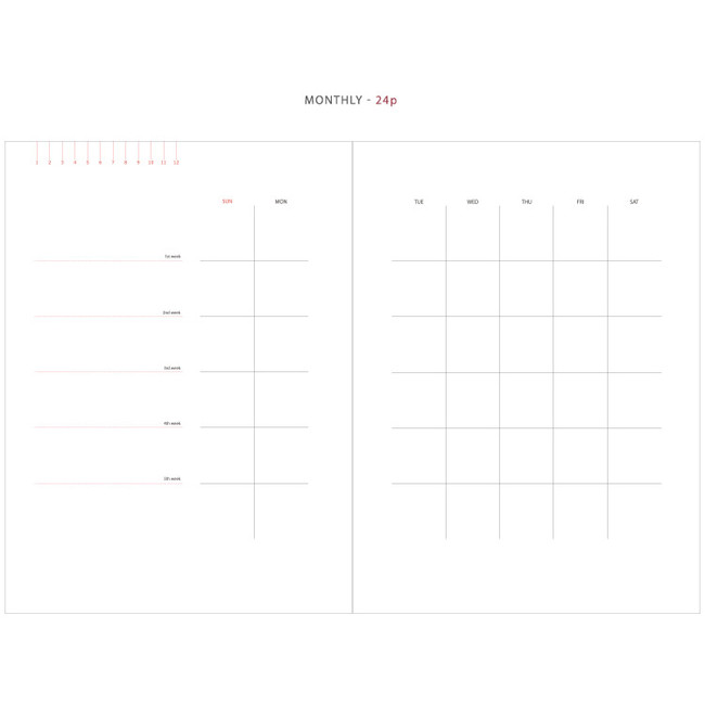 Monthly - Mon cahier wirebound large undated daily planner 