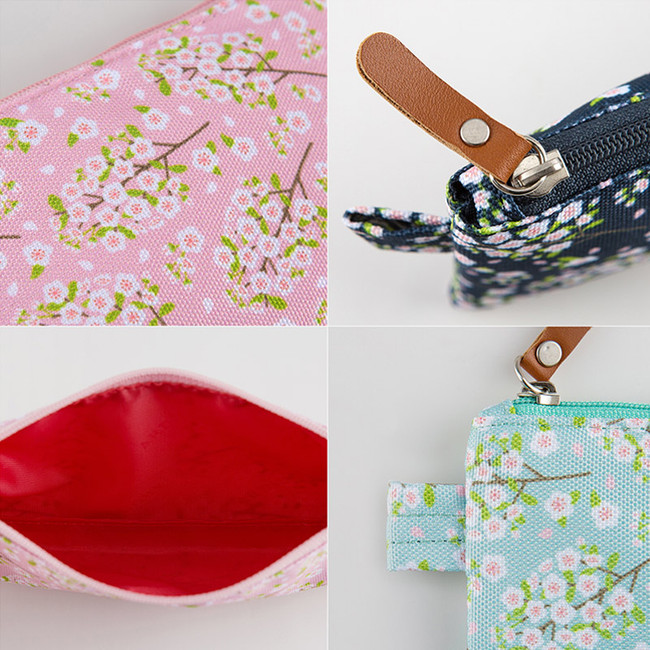 Detail of Cherry blossom pattern zipper pouch