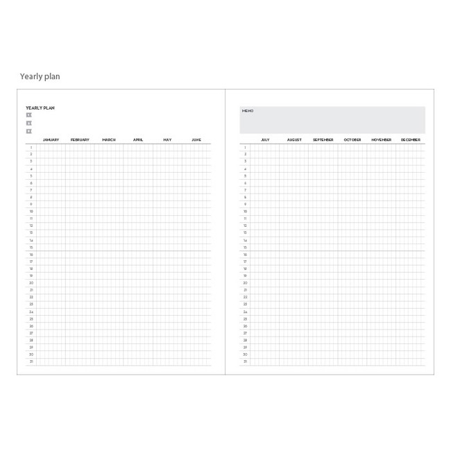 Yearly plan - System wirebound undated planner