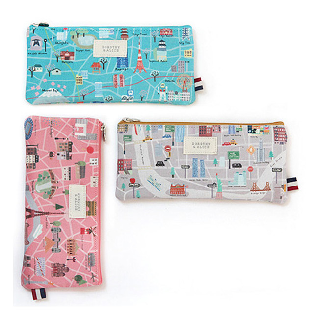 Dorothy and Alice city zipper pencil case 