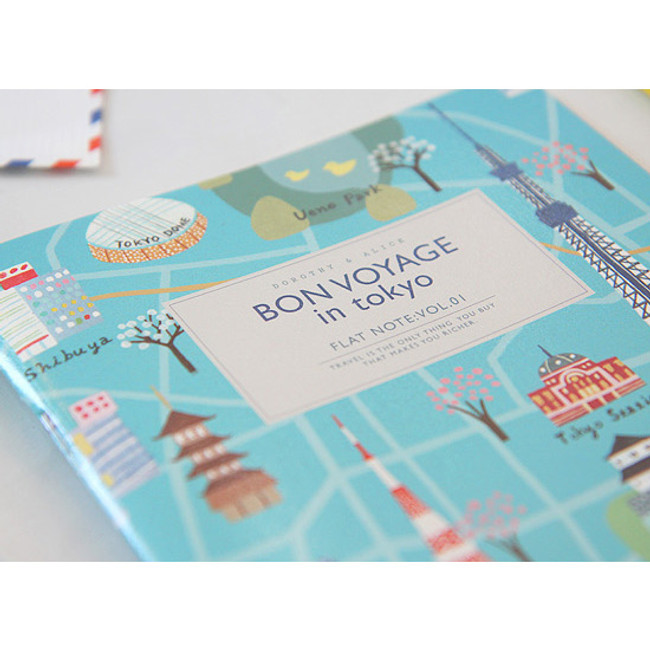 Detail of Dorothy and Alice bon voyage city lined notebook