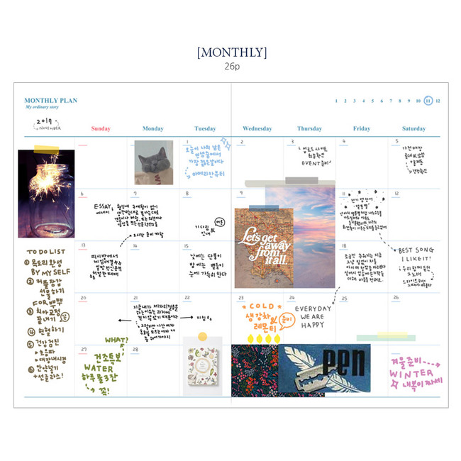 Monthly plan - Tailorbird undated daily diary 