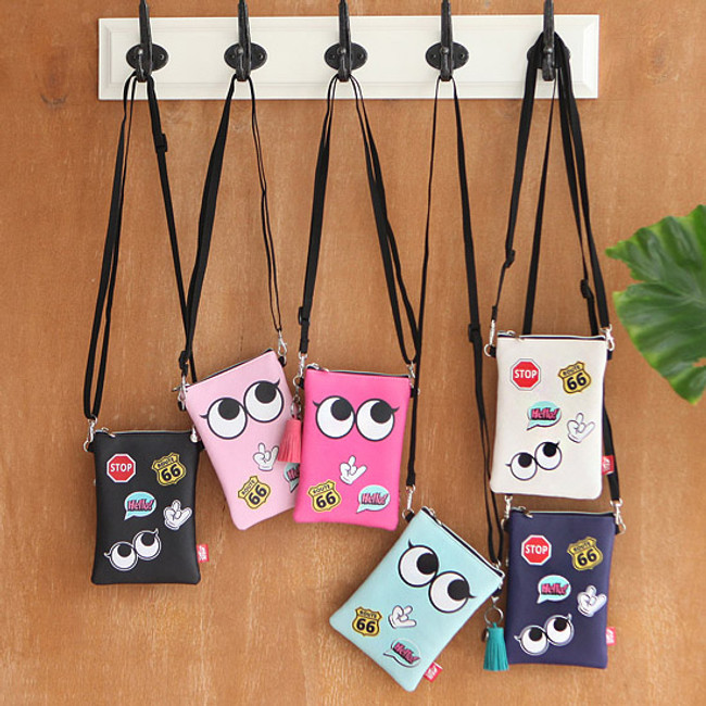 Hello cute illustration slim crossbody bag 