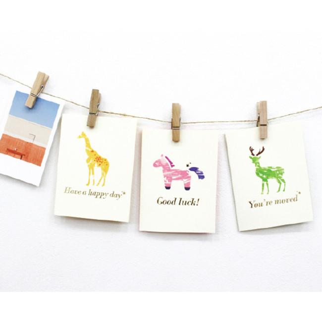 Animal pastel - Folding message card set