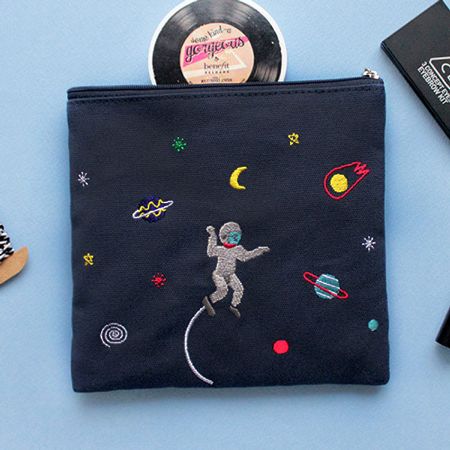 Space - In space medium cotton zipper pouch 