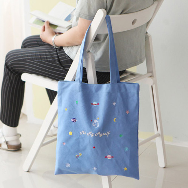 Unicorn - In space cotton shoulder tote bag 