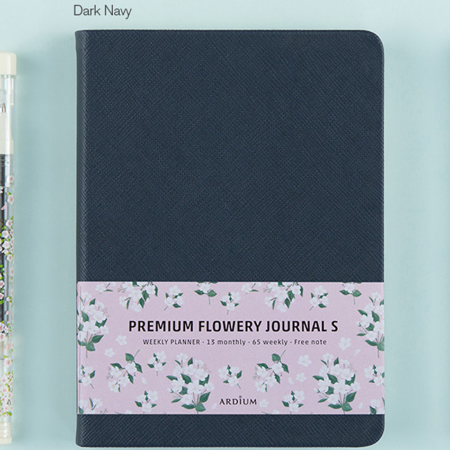  Ardium Premium flower pattern navy weekly undated small journal