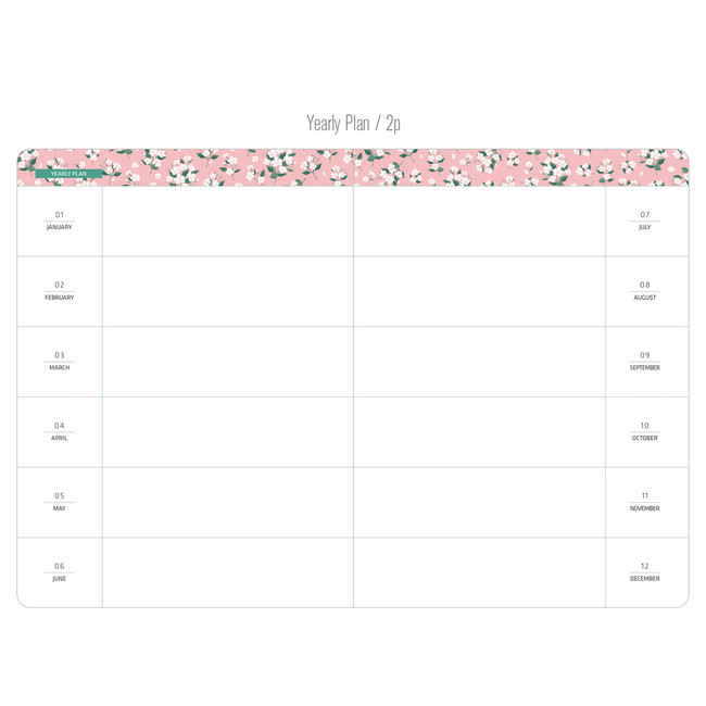 Yearly plan - Premium flower pattern navy weekly undated small journal