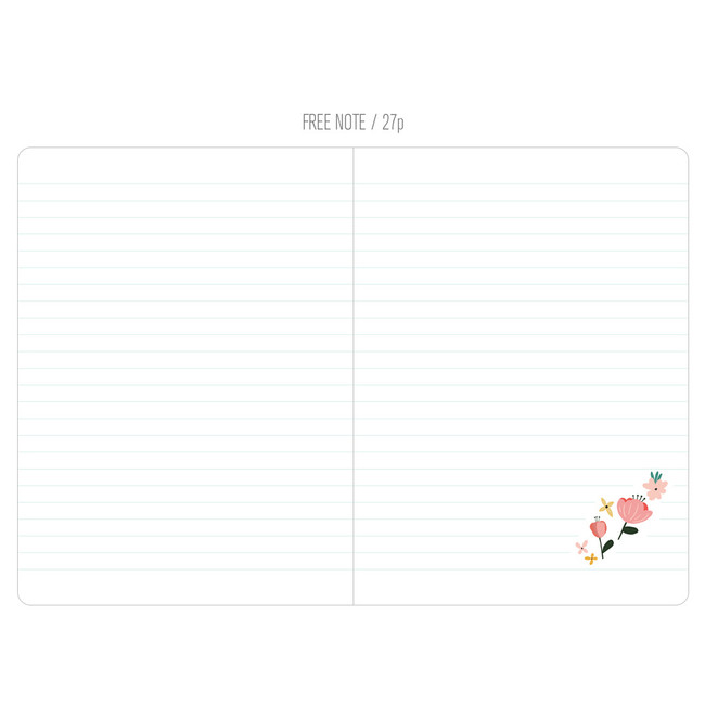Free note - Premium flower pattern weekly undated small journal